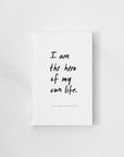 Exterior of self-guided journal titled, I Am The Hero Of My Own Life written by Brianna Wiest. Hardcover version.