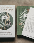 Close-up of a single affirmation card from The Mama Deck, showcasing empowering mantras and prompts for mothers to feel empowered and inspired daily.