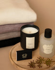 Vellie giftables, baby alpaca wraps, luxury candle and all natural wrap spray.